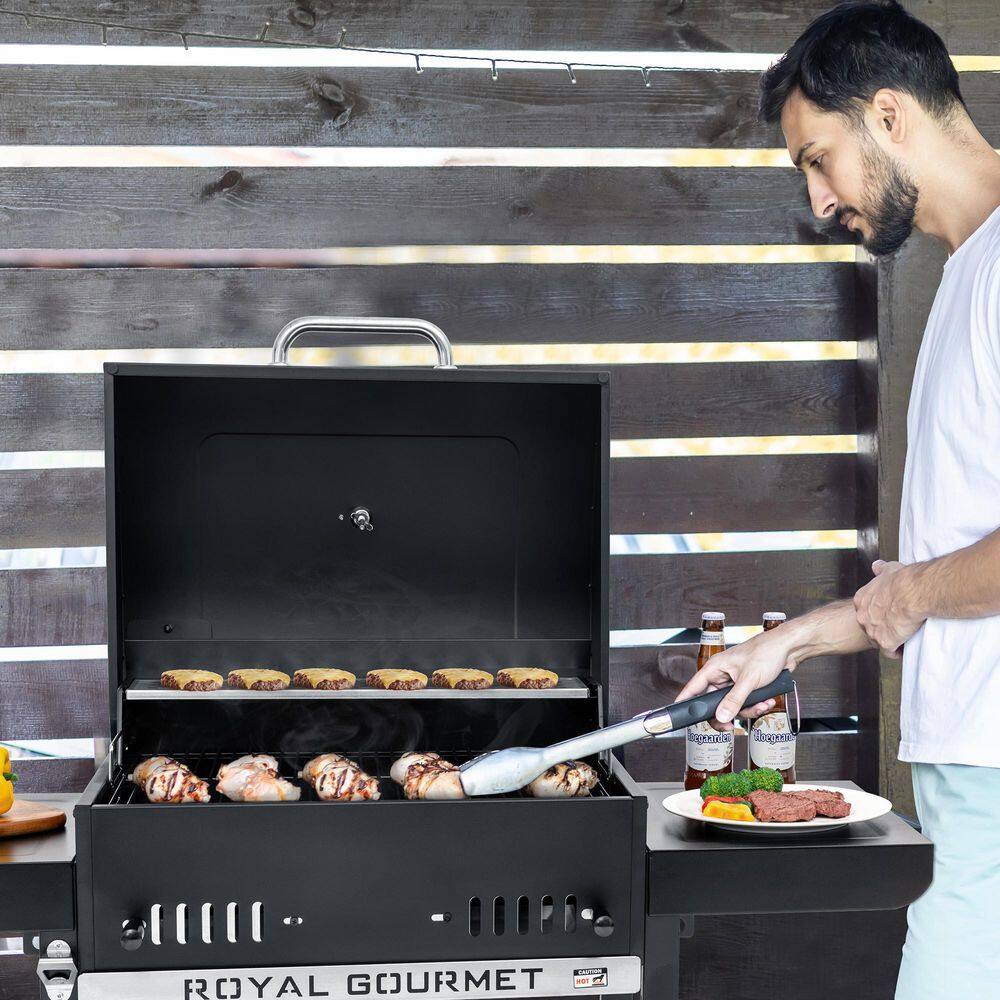 Royal Gourmet CD1824EH 24 in. Movable Charcoal Grill in Black, 2 Foldable Side Shelves, 2-Level Height-Adjustable Charcoal Pan13