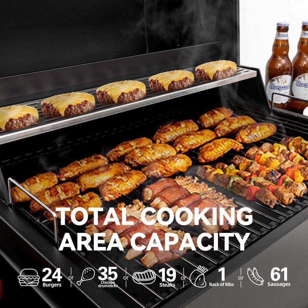 Royal Gourmet CD1824EH 24 in. Movable Charcoal Grill in Black, 2 Foldable Side Shelves, 2-Level Height-Adjustable Charcoal Pan6
