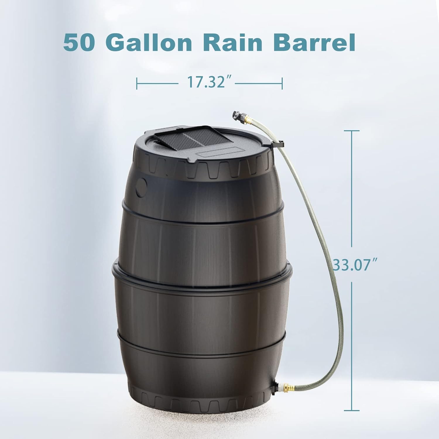 SQUEEZE master 50 Gallon Rainwater Collection Barrel-BPA Free Home Rain Catcher with Outlet Hose-Flatback Designed Water Storage Collection Barrel for Gardens and Plants1