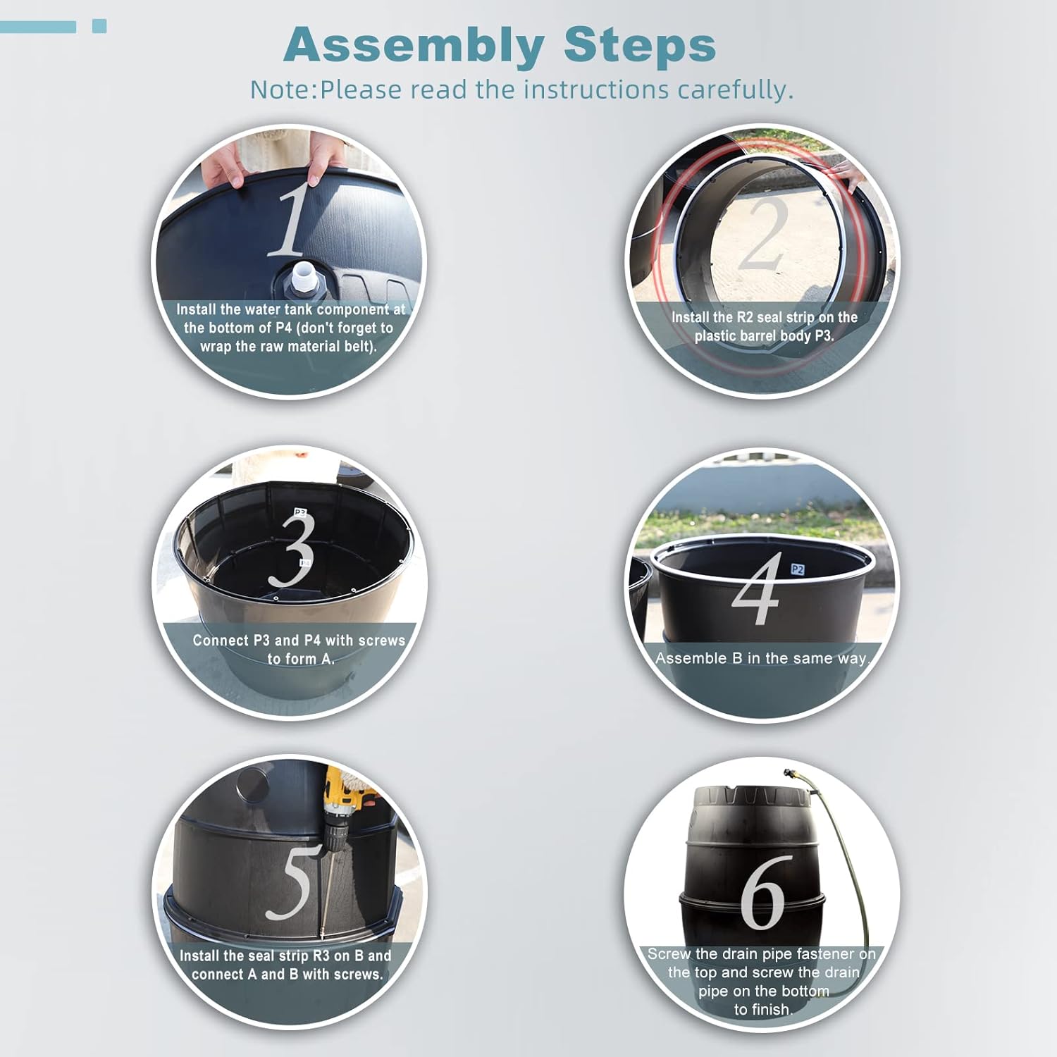 SQUEEZE master 50 Gallon Rainwater Collection Barrel-BPA Free Home Rain Catcher with Outlet Hose-Flatback Designed Water Storage Collection Barrel for Gardens and Plants4