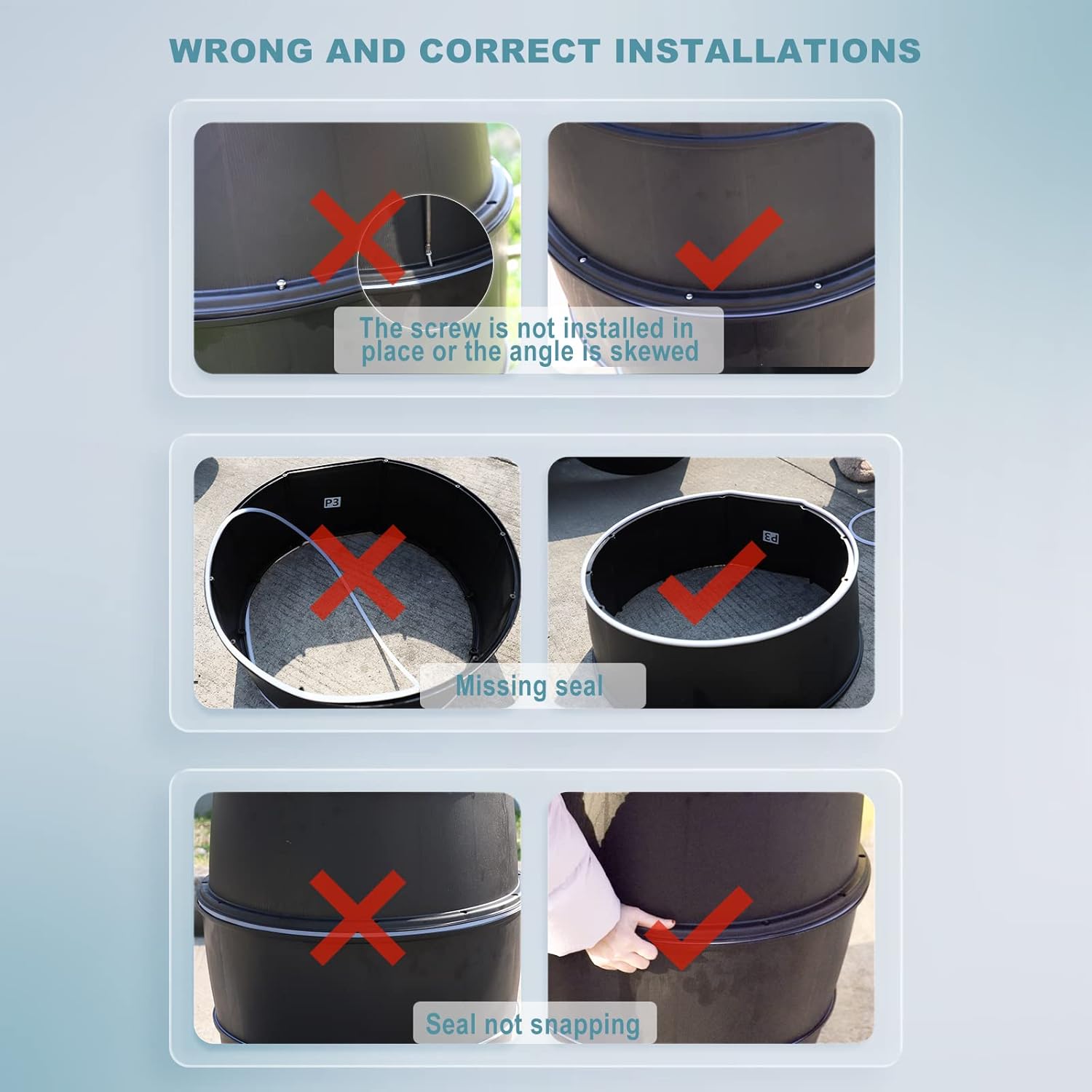 SQUEEZE master 50 Gallon Rainwater Collection Barrel-BPA Free Home Rain Catcher with Outlet Hose-Flatback Designed Water Storage Collection Barrel for Gardens and Plants6