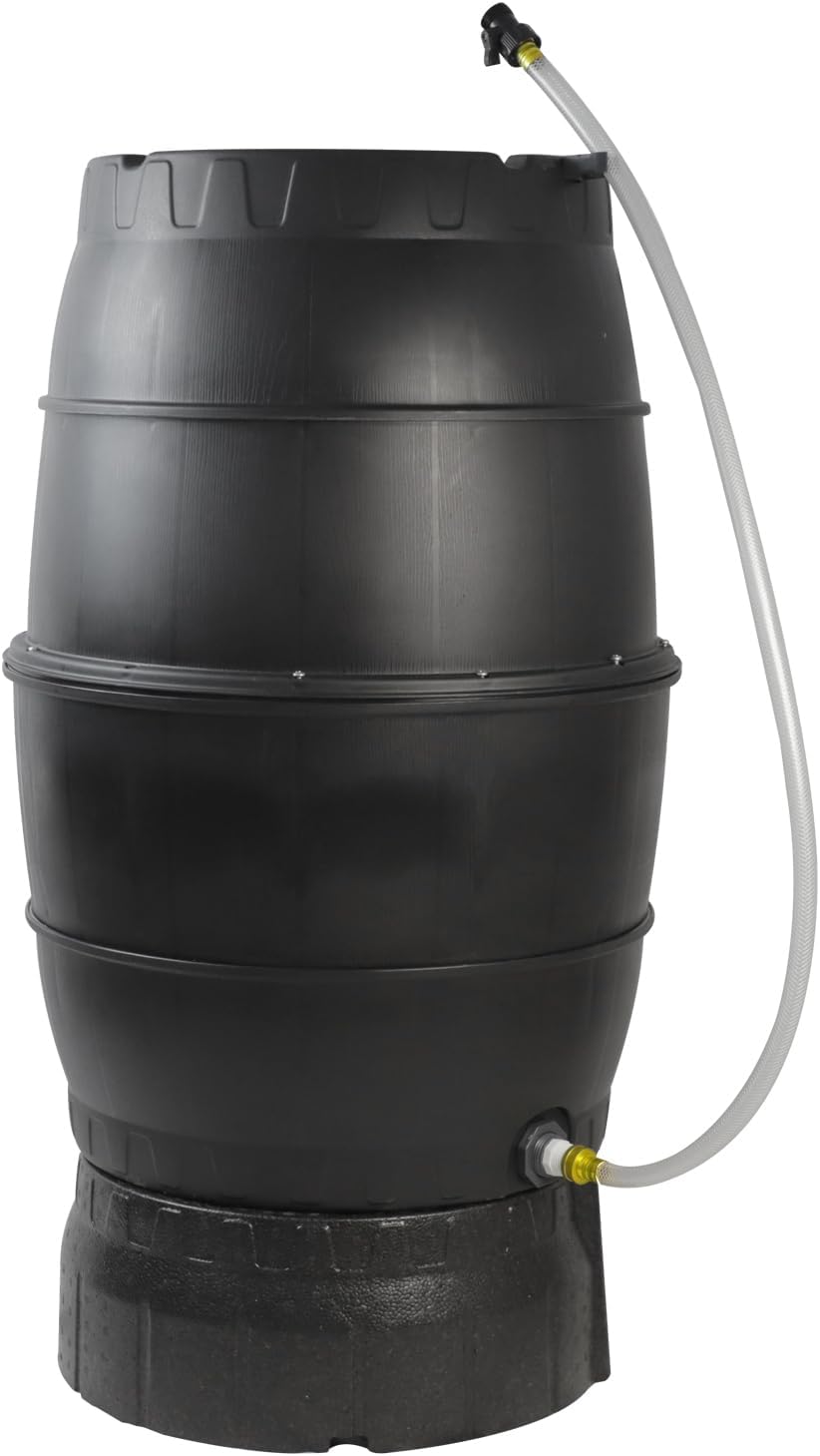 SQUEEZE master 50 Gallon Rainwater Collection Barrel with Stand-BPA Free Home Rain Catcher with Outlet Hose-Flatback Designed Water Storage Collection Barrel for Gardens and Plants SQUEEZE master 50 Gallon Rainwater Collection Barrel with Stand-BPA Free Home Rain Catcher with Outlet Hose-Flatback Designed Water Storage Collection Barrel for Gardens and Plants