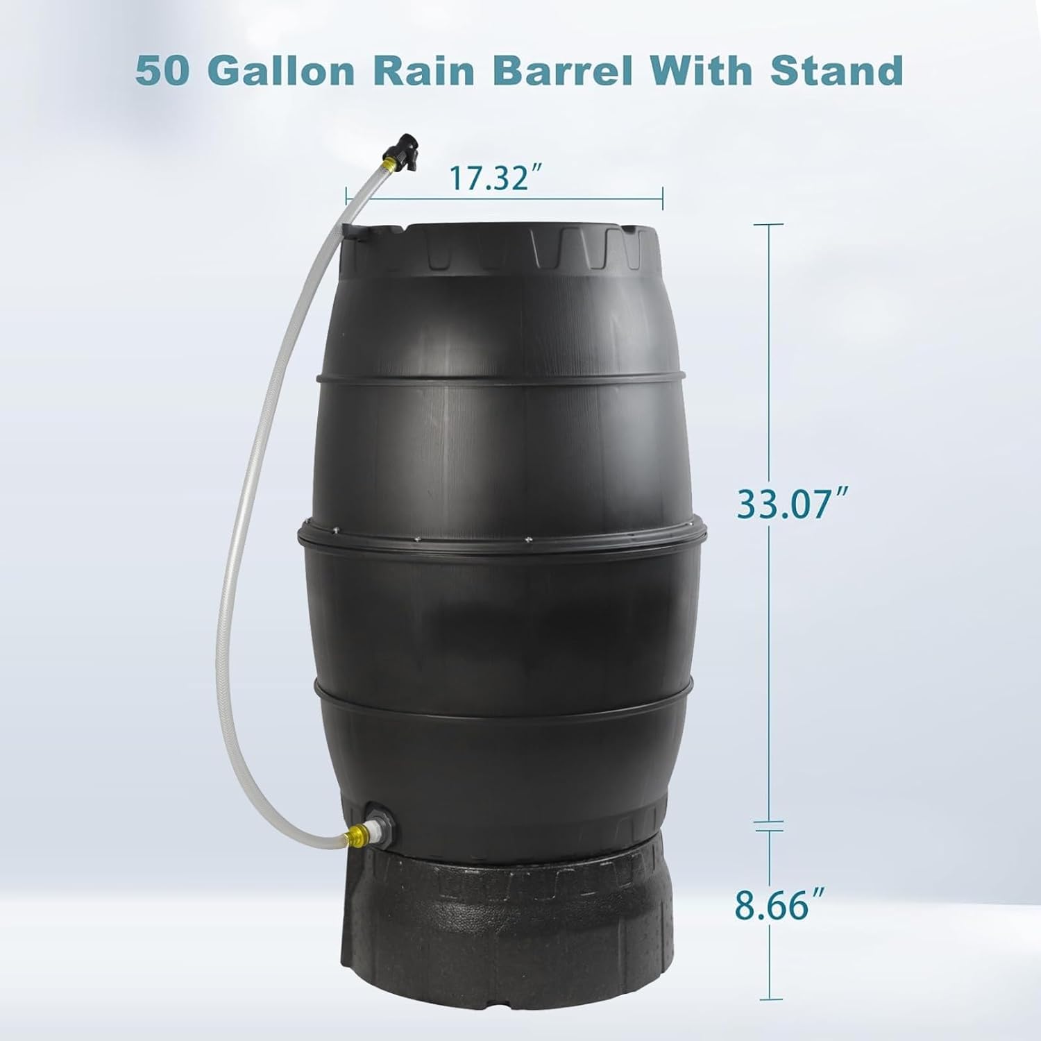 SQUEEZE master 50 Gallon Rainwater Collection Barrel with Stand-BPA Free Home Rain Catcher with Outlet Hose-Flatback Designed Water Storage Collection Barrel for Gardens and Plants3