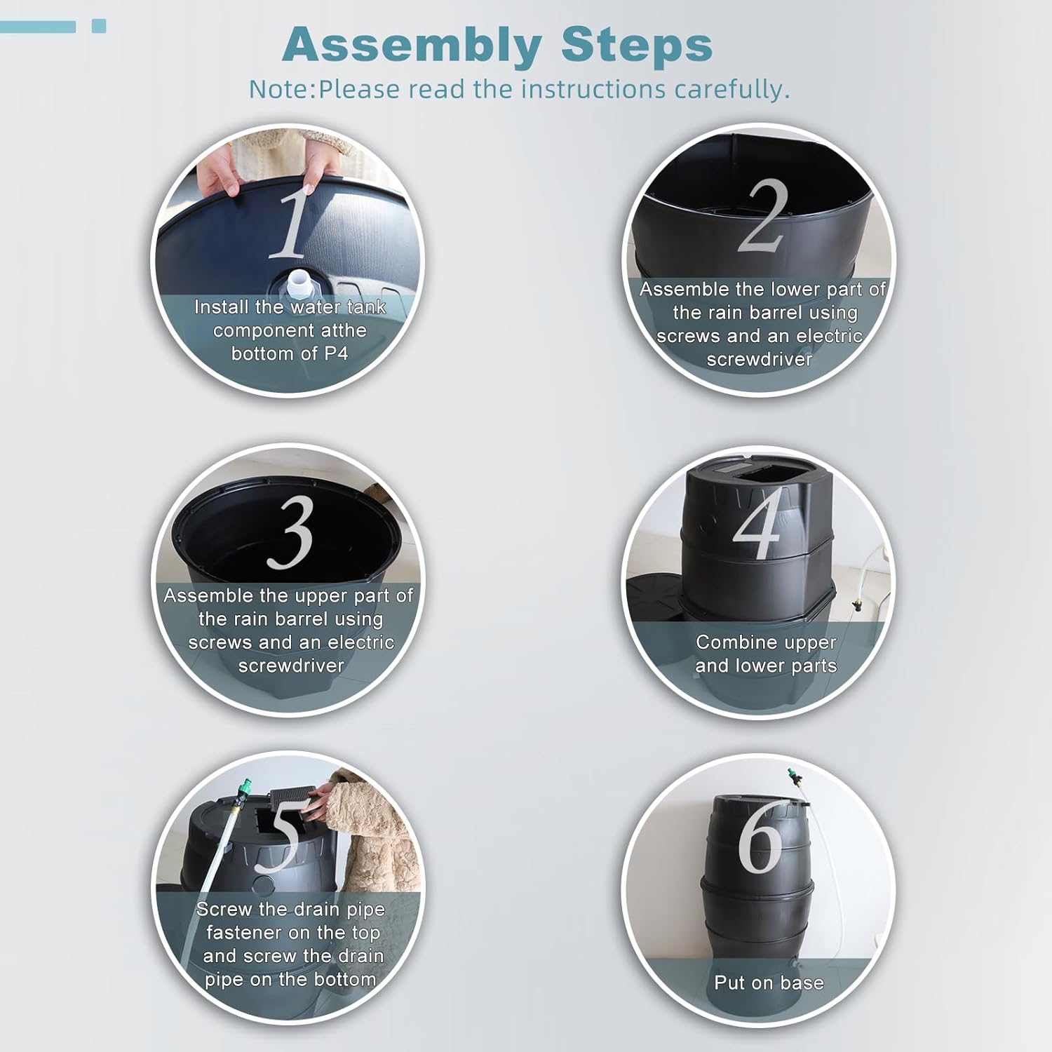 SQUEEZE master 50 Gallon Rainwater Collection Barrel with Stand-BPA Free Home Rain Catcher with Outlet Hose-Flatback Designed Water Storage Collection Barrel for Gardens and Plants5