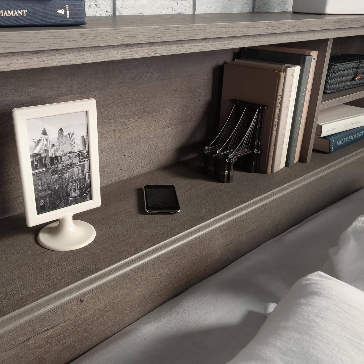 Sauder River Ranch Full Queen Bookcase Headboard, in a Mystic Oak Finish6