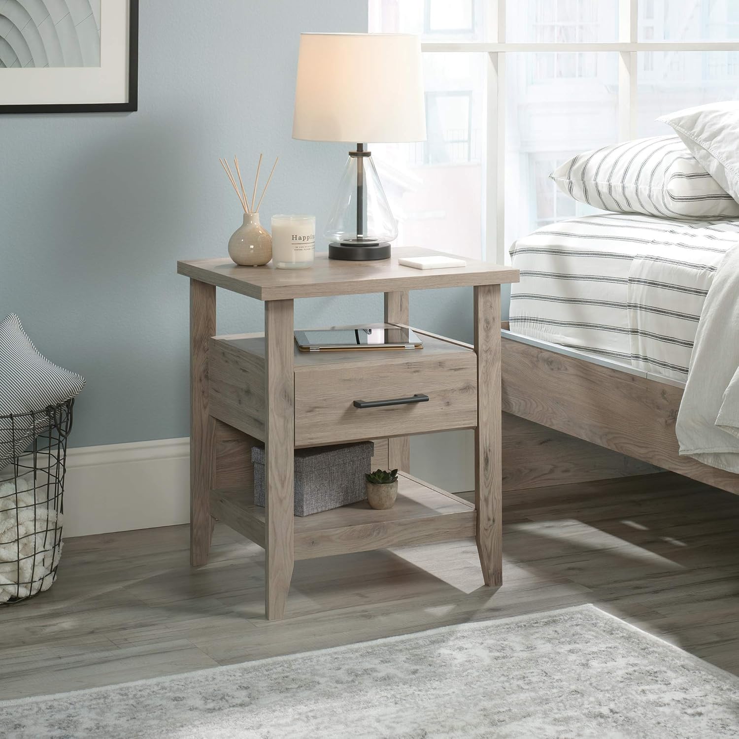 Sauder Summit Station Night Stand, Laurel Oak Finish1