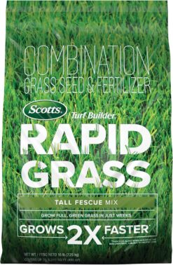 Scotts Turf Builder Rapid Grass Tall Fescue Mix, Combination Seed and Fertilizer, Grows Green Grass in Just Weeks, 16 lbs.
