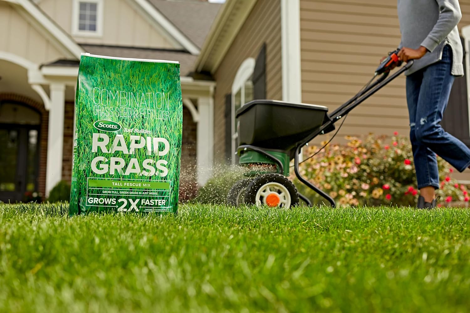 Scotts Turf Builder Rapid Grass Tall Fescue Mix, Combination Seed and Fertilizer, Grows Green Grass in Just Weeks, 16 lbs.146