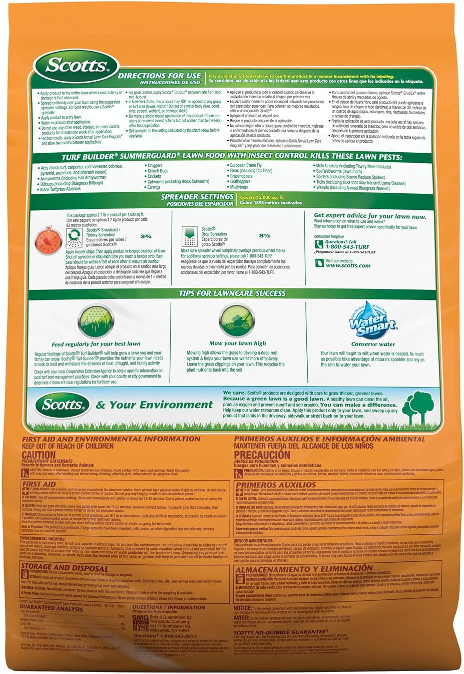 Scotts Turf Builder SummerGuard Lawn Food with Insect Control, Fertilizer and Insect Killer, 15,000 sq. ft., 40.05 lbs.7