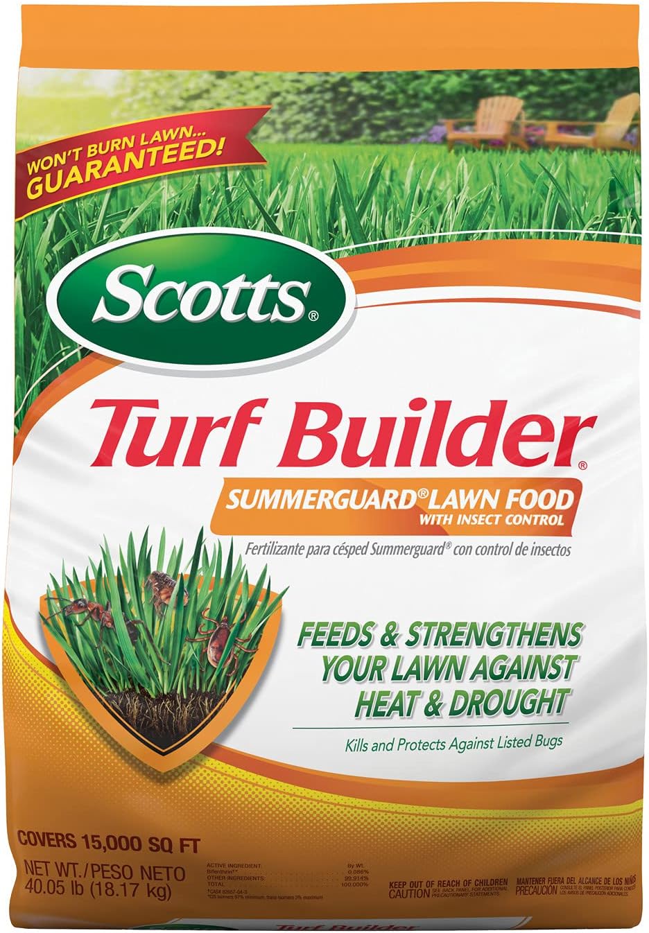 Scotts Turf Builder SummerGuard Lawn Food with Insect Control, Fertilizer and Insect Killer, 15,000 sq. ft., 40.05 lbs. Scotts Turf Builder SummerGuard Lawn Food with Insect Control, Fertilizer and Insect Killer, 15,000 sq. ft., 40.05 lbs.