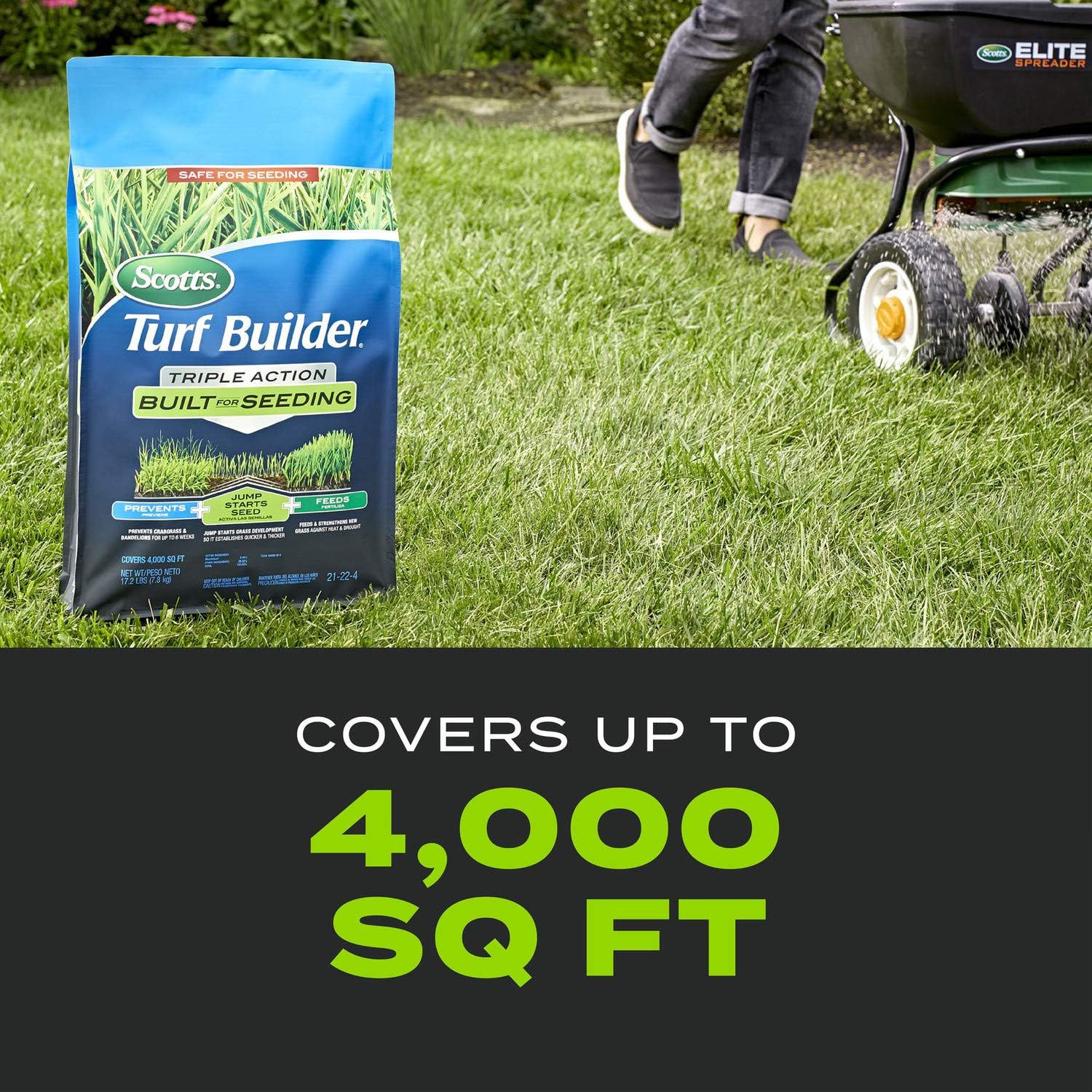 Scotts Turf Builder Triple Action Built For Seeding, Weed Preventer and Fertilizer for New Lawns, 4,000 sq. ft., 17.2 lbs.9
