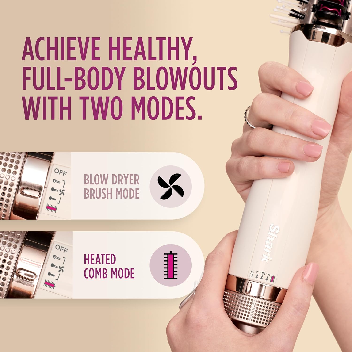 Shark HT202 SmoothStyle Heated Comb + Blow Dryer Brush, Dual Mode, for All Hair Types, Silk6