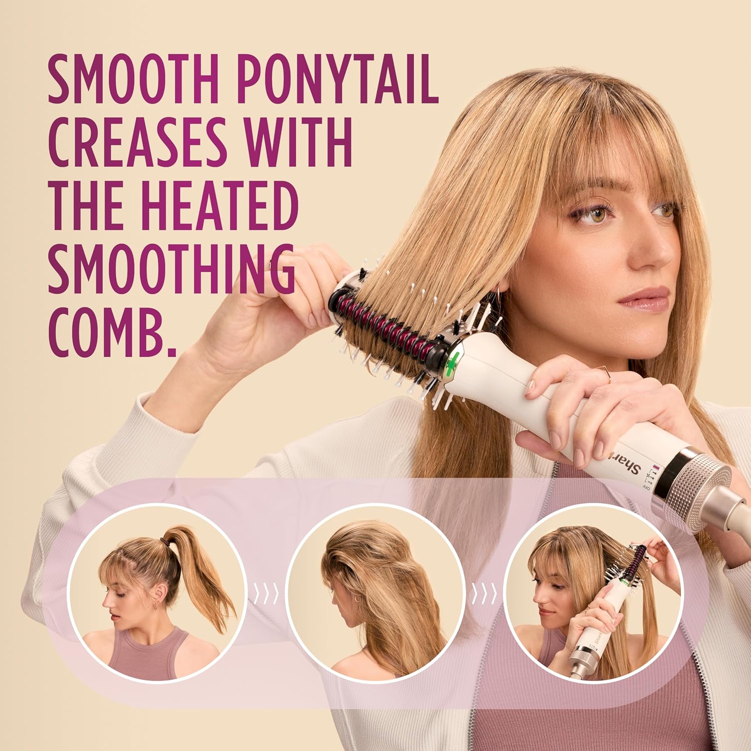 Shark HT212 SmoothStyle Heated Comb + Blow Dryer Brush with Heat Resistant Storage Bag, Dual Mode, for All Hair Types, Silk11