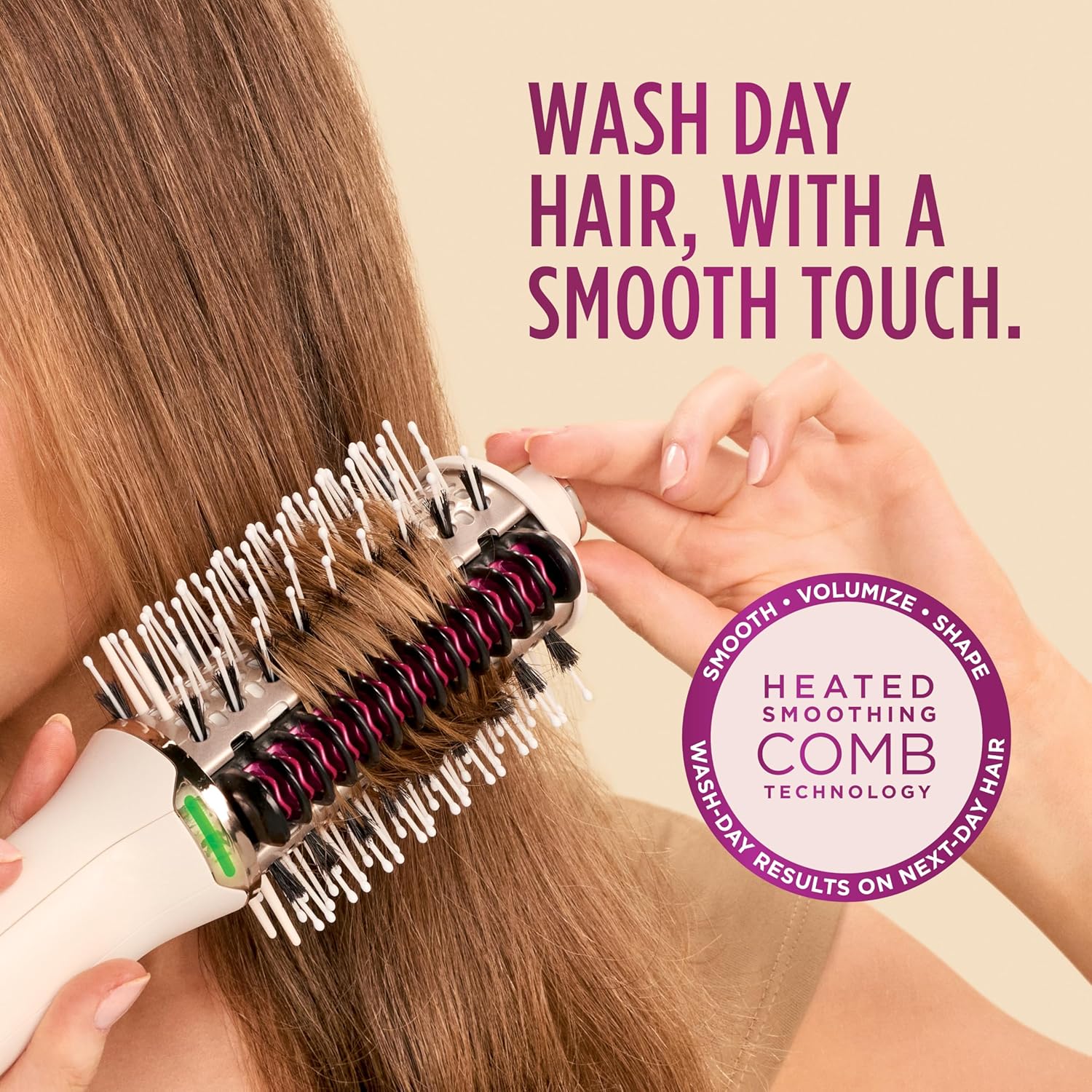Shark HT212 SmoothStyle Heated Comb + Blow Dryer Brush with Heat Resistant Storage Bag, Dual Mode, for All Hair Types, Silk3