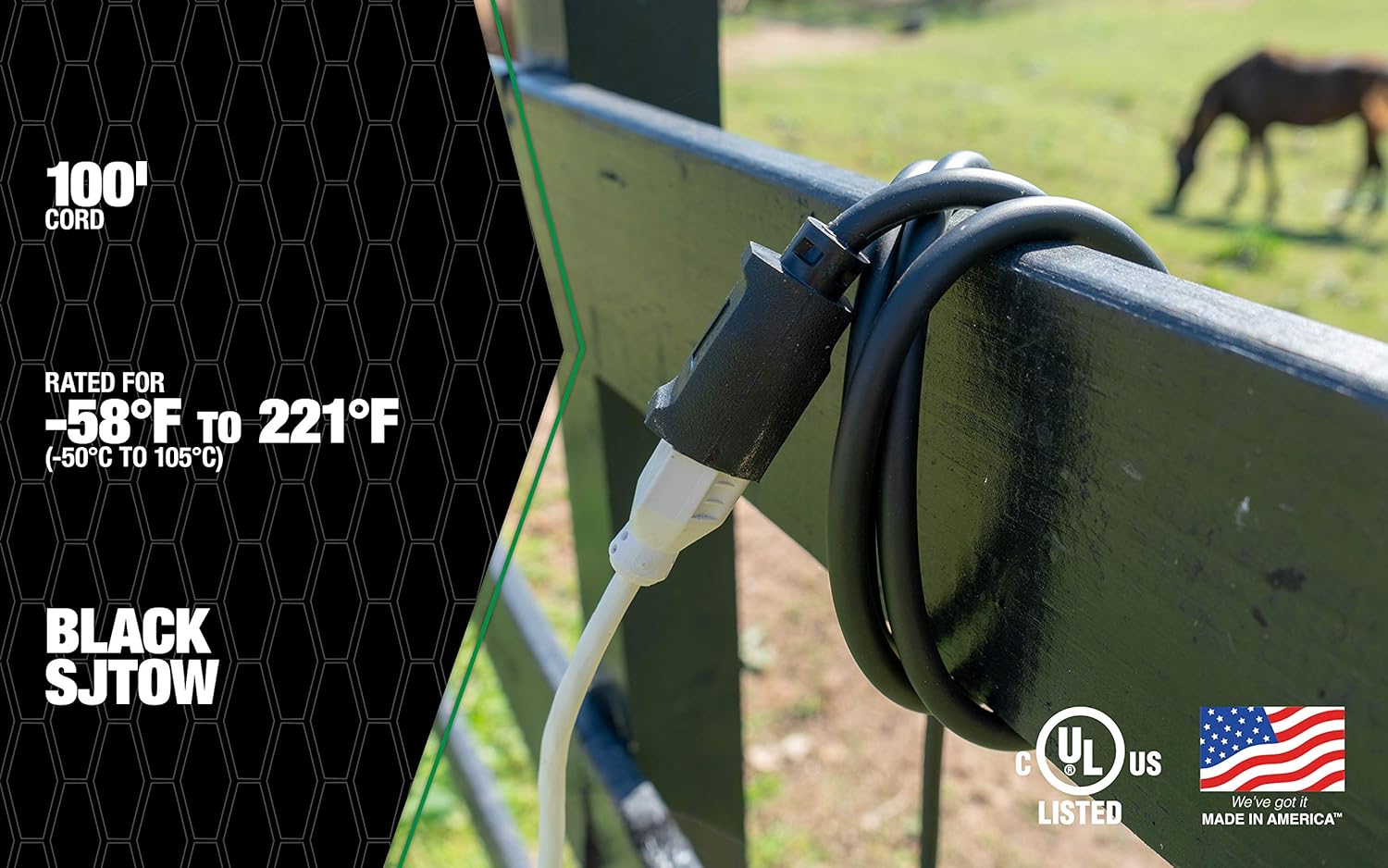 Southwire AGRIPRO 12 3 Heavy Duty Extension Cord, 100ft, Farm Workshop Cord, SJTOW, Black, 648172012