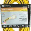 Southwire Heavy Duty Extension Cord, 50Ft, 12 Gauge, 3 Conductor, Neon Purpose Extension Cord, SJTW, Yellow and Purple, 2548SW0022