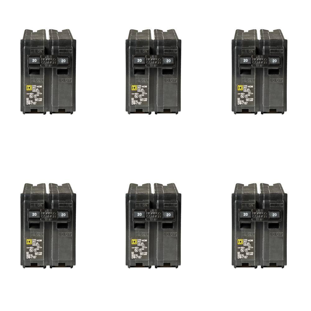 Square D HOM220CP6 Homeline 20 Amp 2-Pole Circuit Breaker (6-pack)1