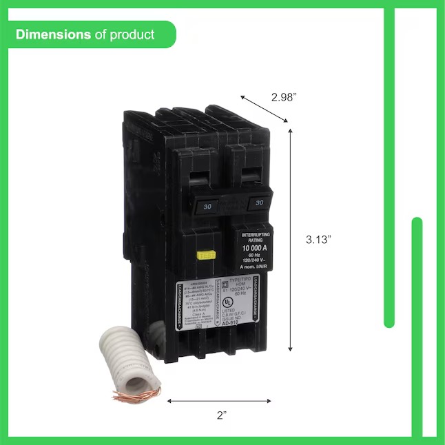 Square D HOM230GFIC Homeline 30-amp 2 -Pole GFCI Circuit Breaker3_11zon