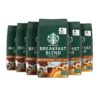 Starbucks Whole Bean Coffee, Medium Roast Coffee, Breakfast Blend, 100% Arabica, 6 bags (12 oz)