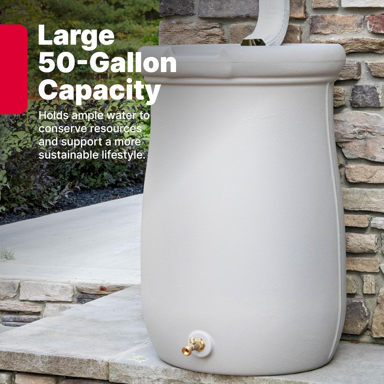 Step2 Fernway Rain Barrel, Outdoor Water Conservation Container, Holds 50 Gallons, Gray1