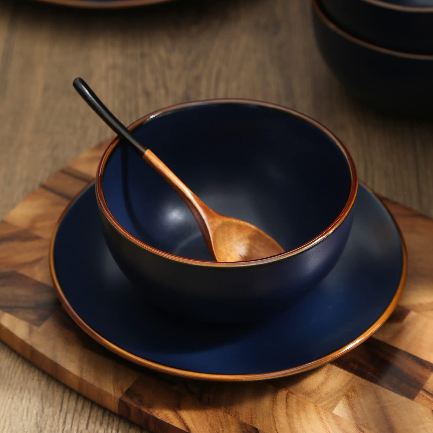 Stone Lain Brasa Modern Stoneware 32 Piece Dinnerware Sets, Plates and bowls Sets, Dish Set for 8, Blue6