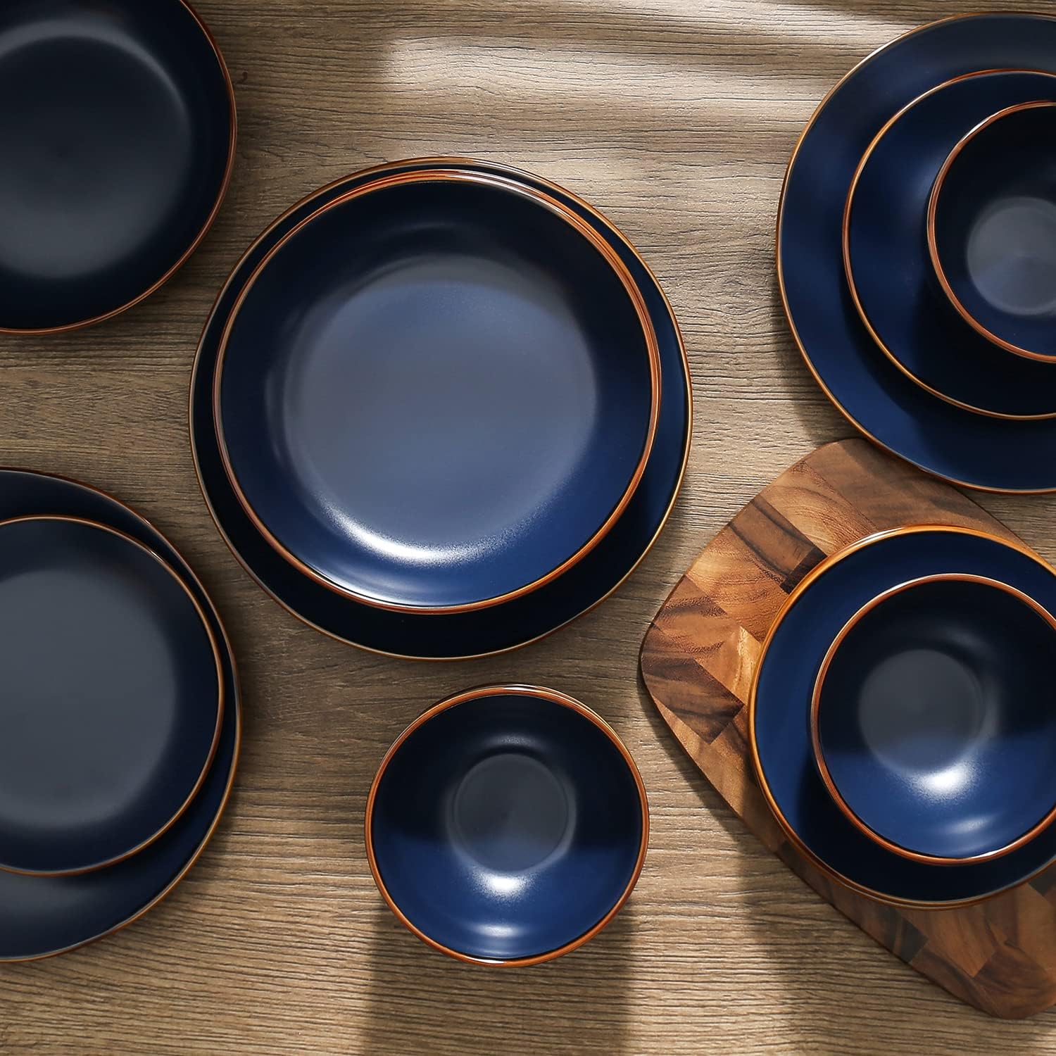 Stone Lain Brasa Modern Stoneware 32 Piece Dinnerware Sets, Plates and bowls Sets, Dish Set for 8, Blue7