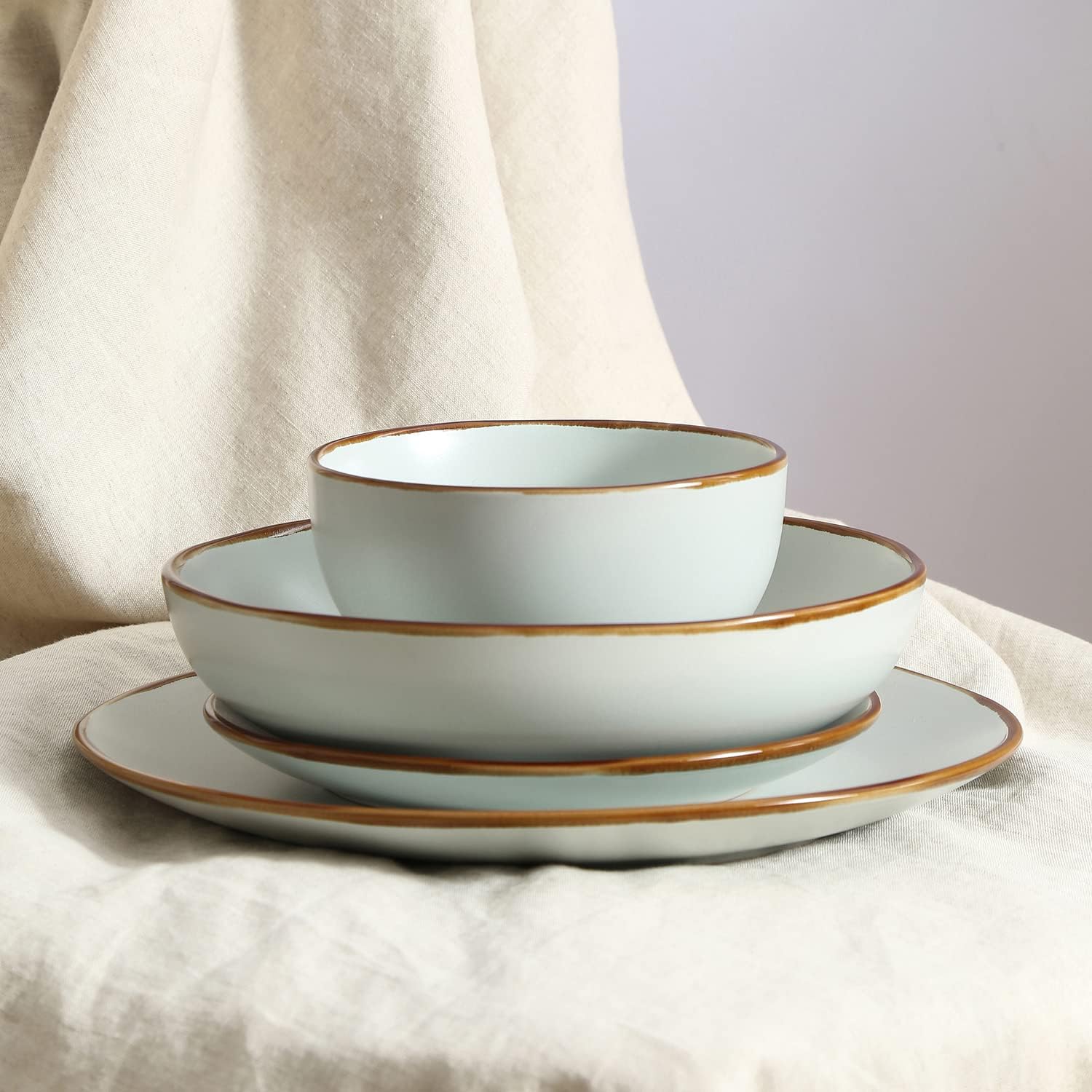 Stone Lain Brasa Modern Stoneware 32 Piece Dinnerware Sets, Plates and bowls Sets, Dish Set for 8, Light Green11