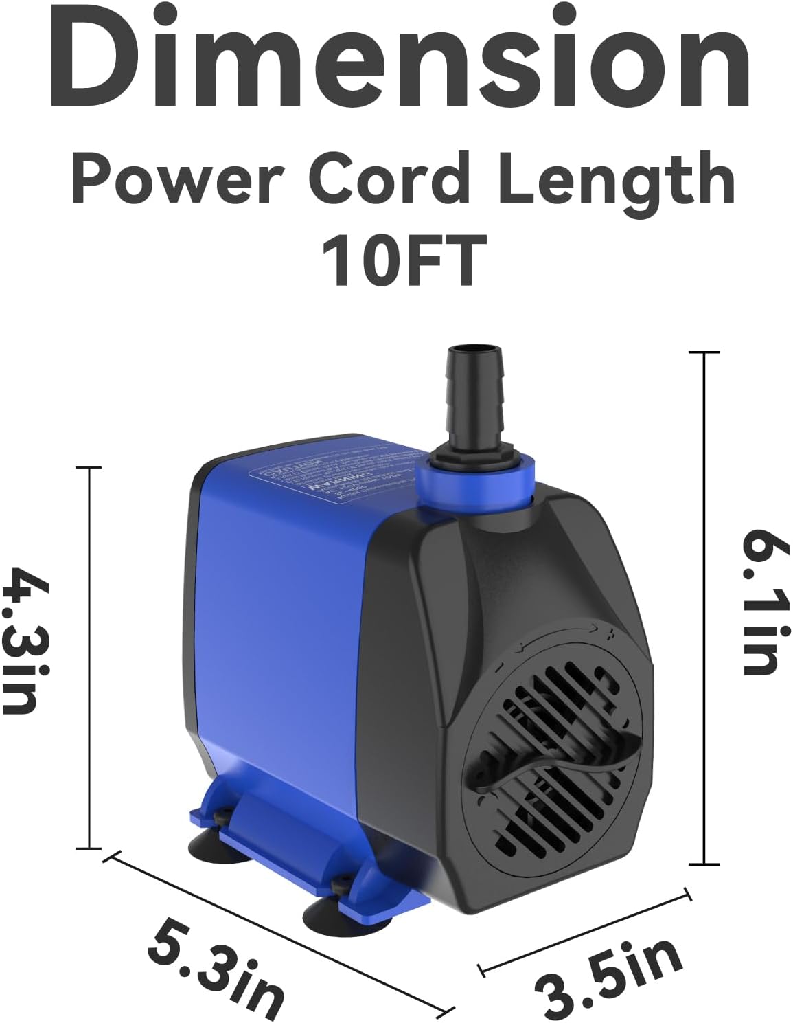 Submersible Pump 1056GPH (4000L H 85W) Ultra Quiet with Dry Burning Protection 9.8ft Power Cord for Fountains, Hydroponics, Ponds, Aquariums & More…7
