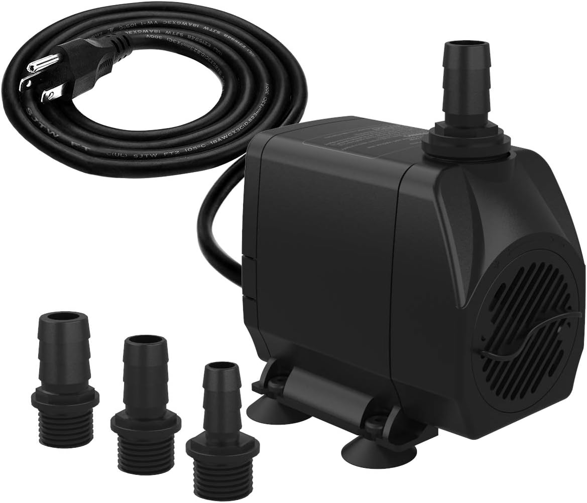 Submersible Pump 660GPH (2500L H 45W) Ultra Quiet with Dry Burning Protection 8.2ft High Lift for Fountains, Hydroponics, Ponds, Aquariums & More… Submersible Pump 660GPH (2500L/H 45W) Ultra Quiet with Dry Burning Protection 8.2ft High Lift for Fountains, Hydroponics, Ponds, Aquariums & More…