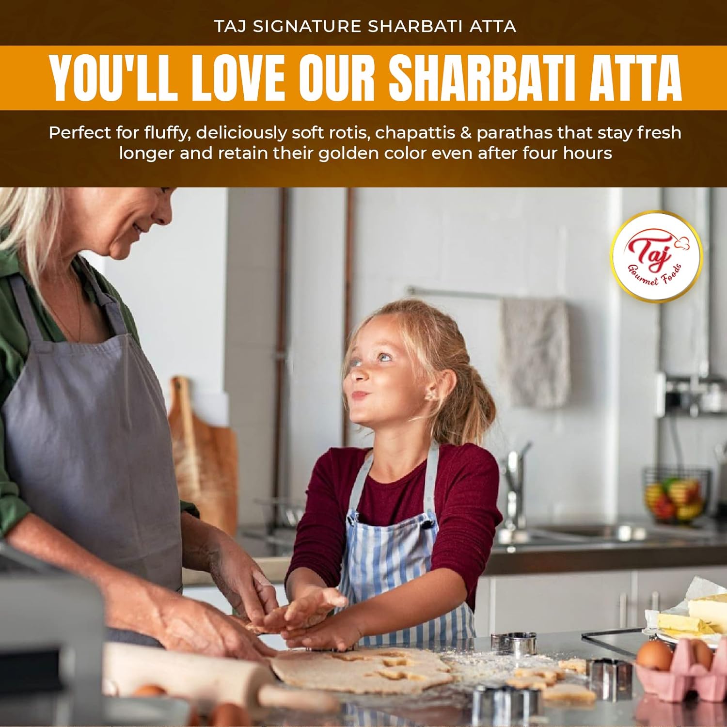TAJ Signature Sharbati Atta 20-Pounds (Chakki Atta - Stone Ground), 100% Whole Wheat Flour, Chappati Flour6