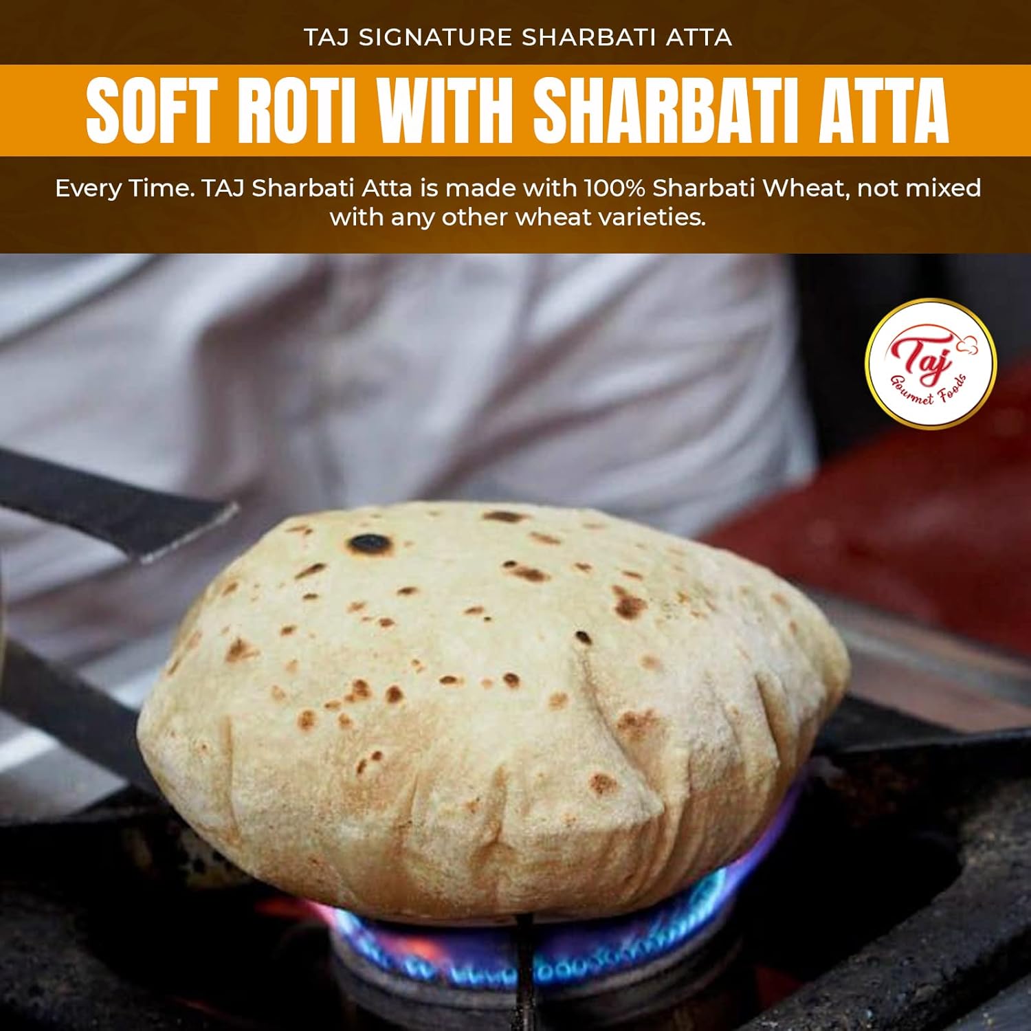 TAJ Signature Sharbati Atta 20-Pounds (Chakki Atta - Stone Ground), 100% Whole Wheat Flour, Chappati Flour7