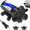 TDRFORCE Fresh Water Booster Pump - 5.5GPM, 75 PSI, Self Priming, Diaphragm, Washdown & Inline for Boats & Garden Hose