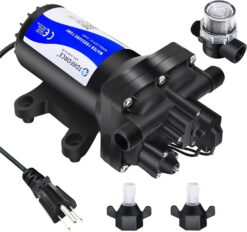 TDRFORCE Fresh Water Booster Pump - 5.5GPM, 75 PSI, Self Priming, Diaphragm, Washdown & Inline for Boats & Garden Hose