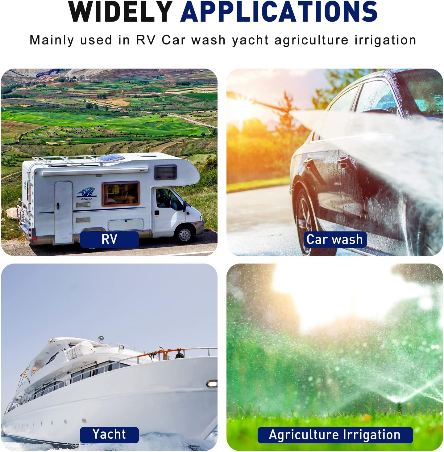 TDRFORCE Fresh Water Booster Pump - 5.5GPM, 75 PSI, Self Priming, Diaphragm, Washdown & Inline for Boats & Garden Hose6