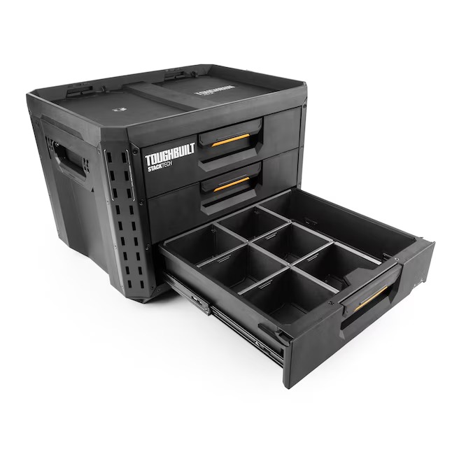 TOUGHBUILT TB-B1-D-70-3 STACKTECH XL 21-in W x 15.6-in H x 16-in D 3 -Drawer Plastic Metal Tool Box17_11zon
