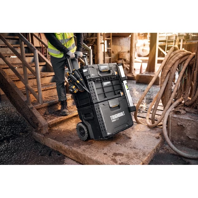 TOUGHBUILT TB-B1-X-50 STACKTECH Crate 21-in W x 11.4-in H x 16-in D Plastic Metal Tool Box178_11zon