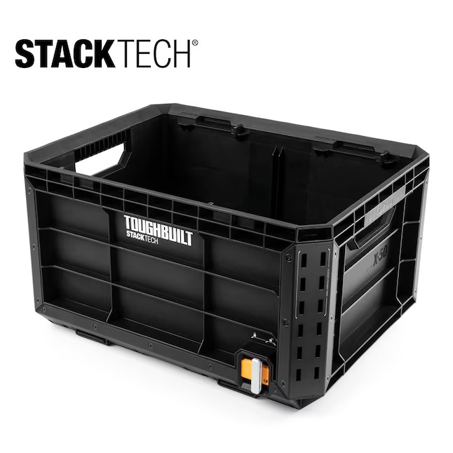 TOUGHBUILT TB-B1-X-50 STACKTECH Crate 21-in W x 11.4-in H x 16-in D Plastic Metal Tool Box_11zon