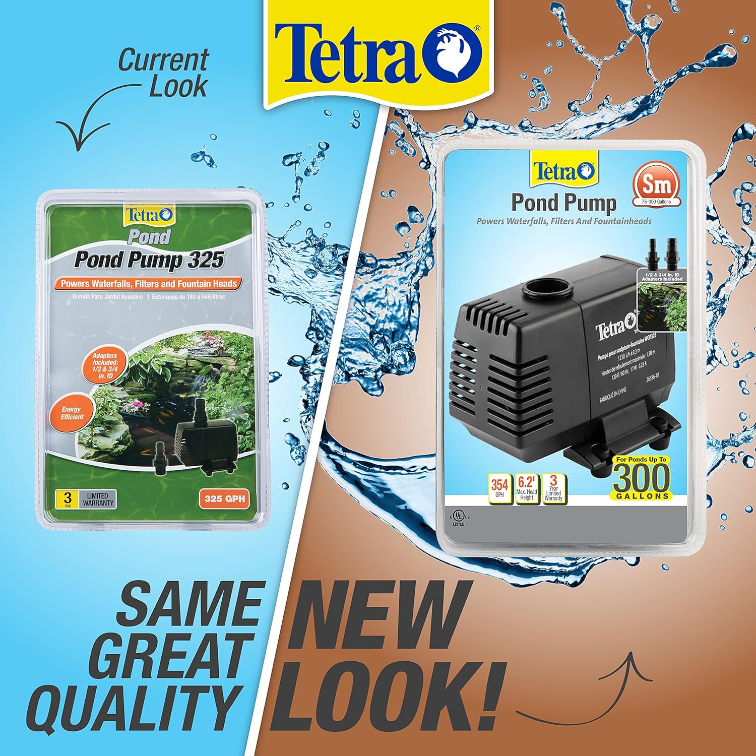 TetraPond Water Garden Pump, Powers Waterfalls Filters Fountain Heads,Black,50 to 500 Gallons3