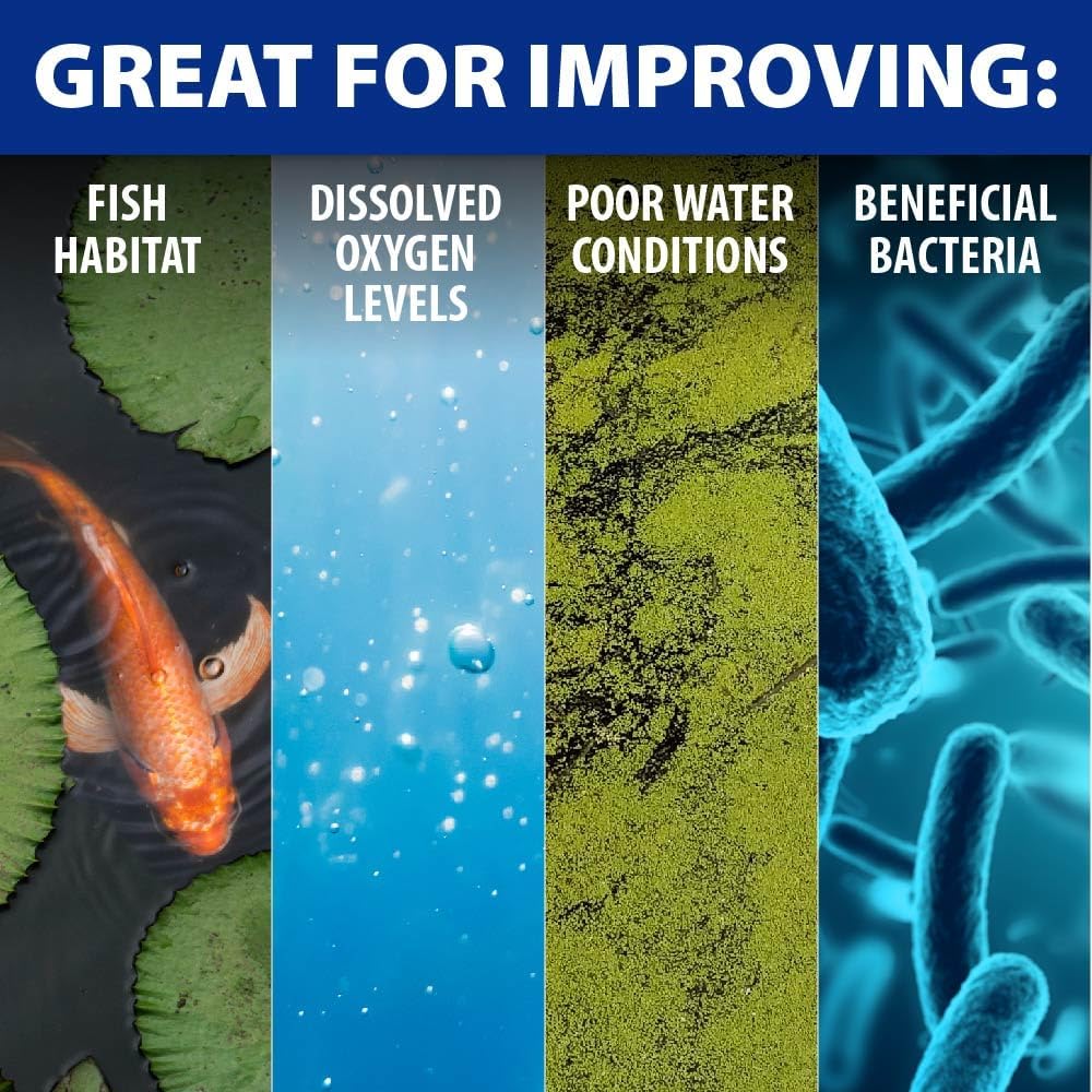 The Pond Guy Pond Aerator 1, Complete Aeration Kit, Water Garden Oxygenation Bubbler System Adds Oxygen to Koi & Fish Ponds, Outdoor Diaphragm Compressor Pump, Air Line & 1 Submersible Diffuser Stick-