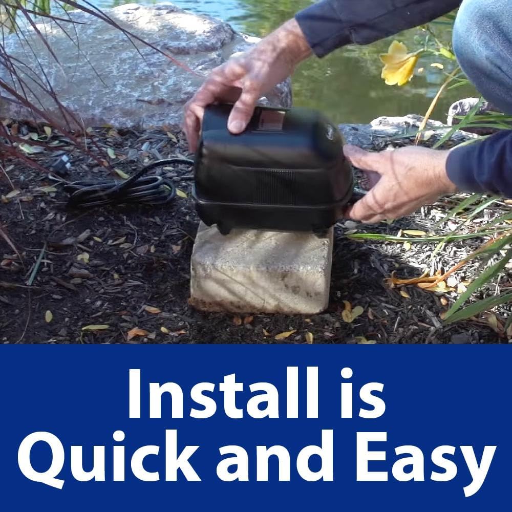 The Pond Guy Pond Aerator 2, Complete Aeration Kit, Water Garden Oxygenation Bubbler System Adds Oxygen to Koi & Fish Ponds, Outdoor Diaphragm Compressor Pump, Air Line & 2 Submersible Diffuser Stick3