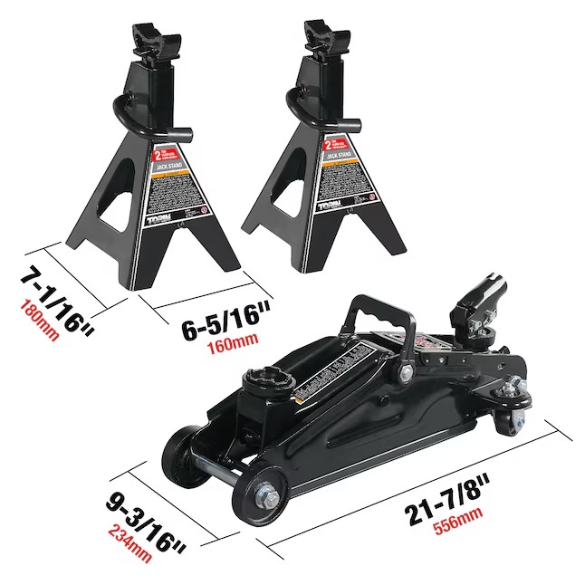 Torin T82001R Black 2-Ton Steel Manual hydraulic Floor jack3_11zon