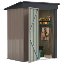 Tozey T-PS1053S0BN 5 ft. W x 3 ft. D Outdoor Storage Metal Shed Lockable Metal Garden Shed for Backyard Outdoor (14.5 sq. ft.)