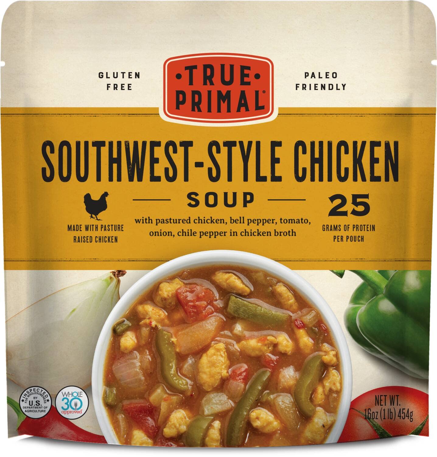 True Primal Southwest-Style Chicken Soup 8-pack, Ready to eat, Bone broth, Gluten free, Paleo, Pastured chicken, Whole30 True Primal Southwest-Style Chicken Soup 8-pack, Ready to eat, Bone broth, Gluten free, Paleo, Pastured chicken, Whole30