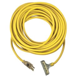 USW 76050 12 gauge Yellow Triple Tap Extension Cords 50-ft 12 / 3 3 Prong Yellow Outdoor SJTW Heavy Duty Lighted Extension Cord