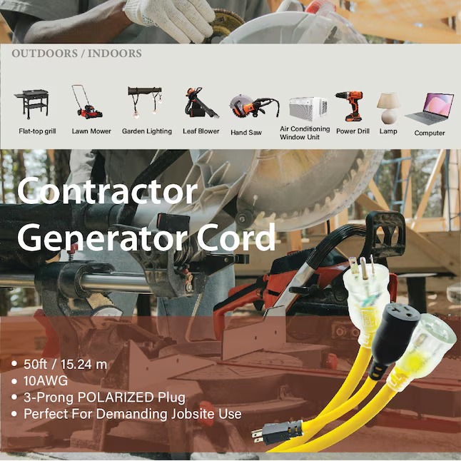 Utilitech 0112 Pro Extension Cord 50-ft 10 3 3 Prong Yellow Outdoor SJTW Heavy Duty Lighted Extension Cord09_11zon