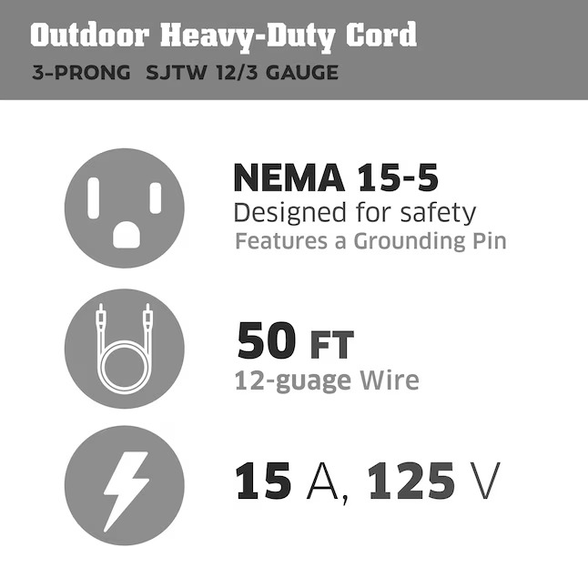 Utilitech Pro 0081 Extension Cord 50-ft 12 3 3 Prong Yellow Outdoor SJTW Medium Duty Lighted Extension Cord3_11zon (1)