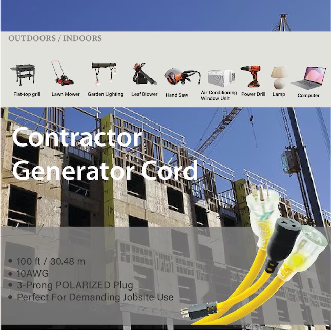 Utilitech Pro 0106 Extension Cord 100-ft 10 3 3 Prong Yellow Outdoor SJTW Heavy Duty Lighted Extension Cord11_11zon