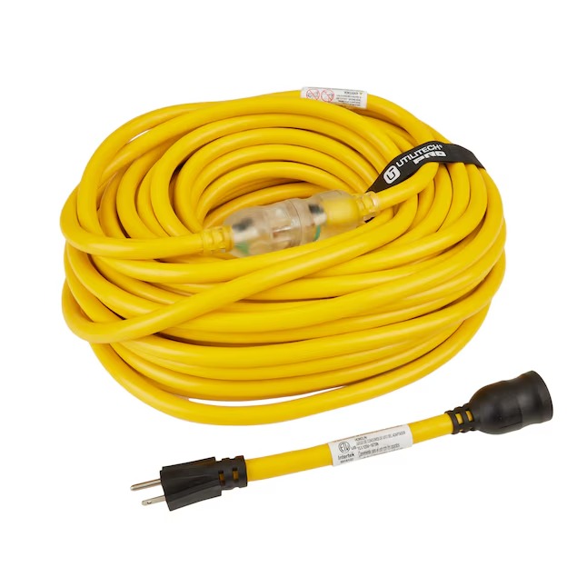 Utilitech Pro 0106 Extension Cord 100-ft 10 3 3 Prong Yellow Outdoor SJTW Heavy Duty Lighted Extension Cord_11zon Utilitech Pro 0106 Extension Cord 100-ft 10 / 3 3 Prong Yellow Outdoor SJTW Heavy Duty Lighted Extension Cord