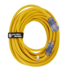 Utilitech UTP511830 Outdoor 50-ft 12 / 3 3 Prong Yellow Outdoor SJTW Heavy Duty Lighted Extension Cord