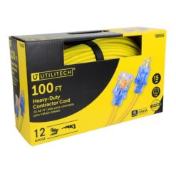 Utilitech UTP511835 Outdoor 100-ft 12 / 3 3 Prong Yellow Outdoor SJTW Heavy Duty Lighted Extension Cord